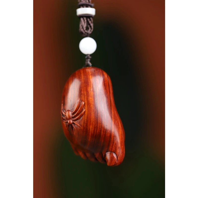 印度小叶紫檀知足常乐手把件吊坠实心红木雕刻木质木雕工艺品