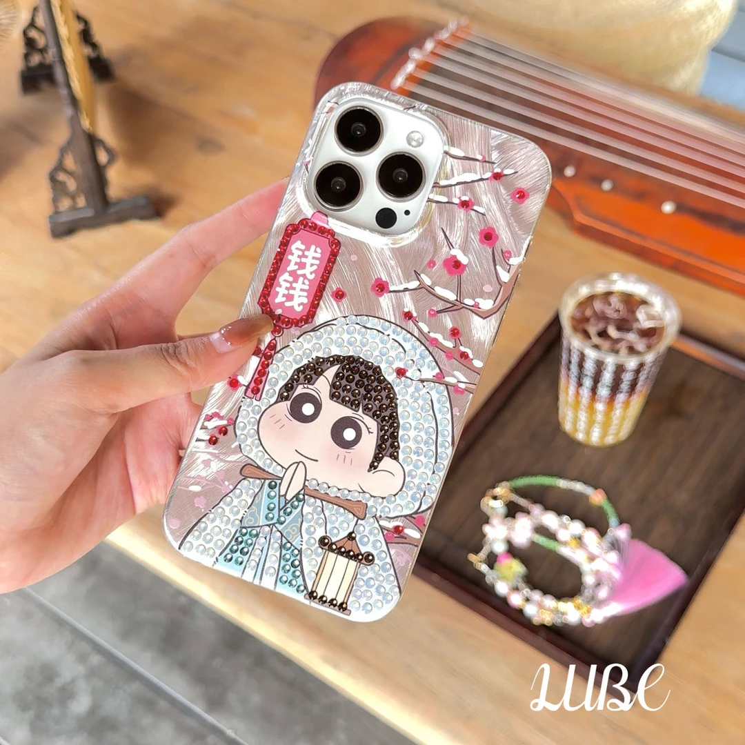【祈福倚梅园】歪歪定制手工钻壳适用于iPhone15promax/14/13
