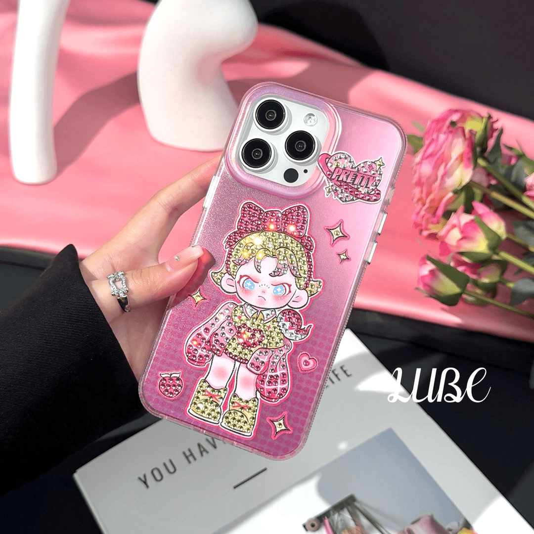【甜酷拽妹】歪歪高定手工点钻壳适用于iPhone15promax/14/13