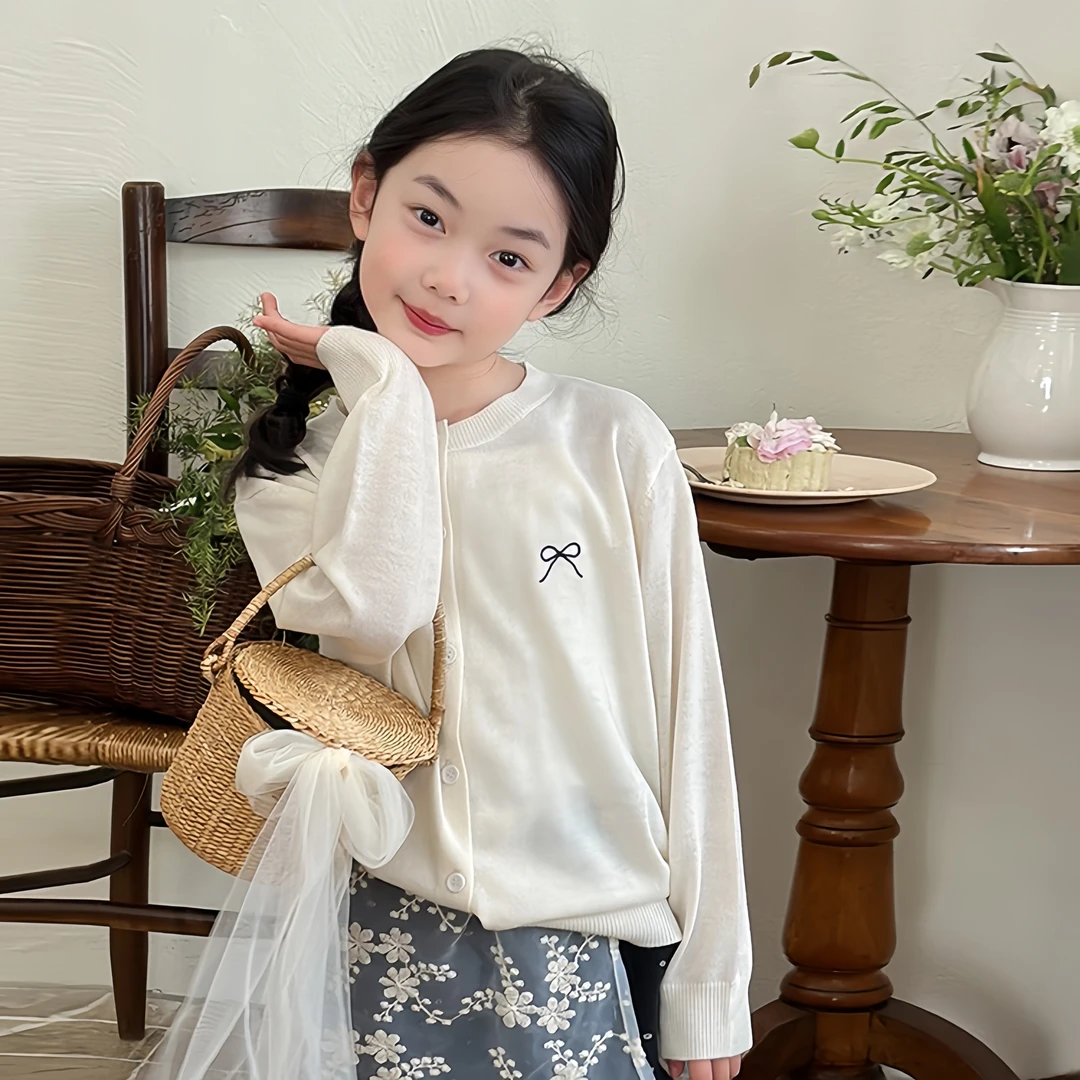 女童春秋柔软薄款针织开衫女宝宝韩版百搭开衫夏季防晒空调房开衫