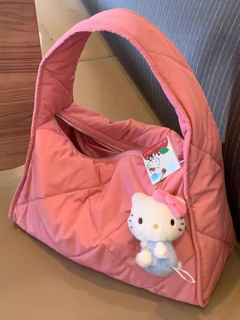 高级菱格绗缝大容量单肩斜挎包休闲轻便菱格新款腋下包云朵包