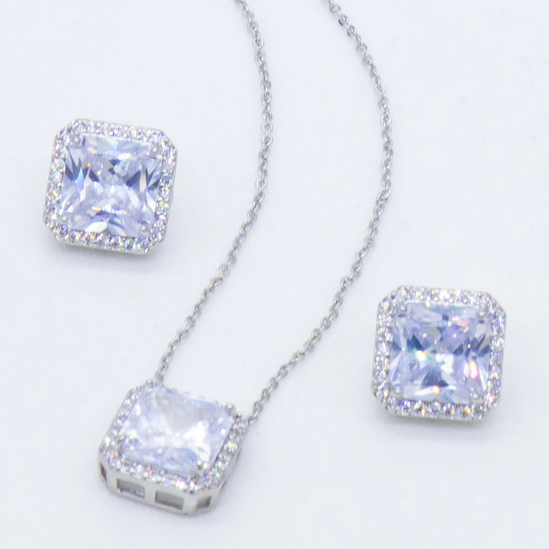 链子925银合成锆石 网红款时尚气质白色轻奢时尚百搭简约经典精致