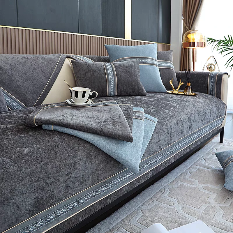 【伊曼单片】四季雪尼尔沙发垫四季通用防滑坐垫北欧简约沙发套罩巾