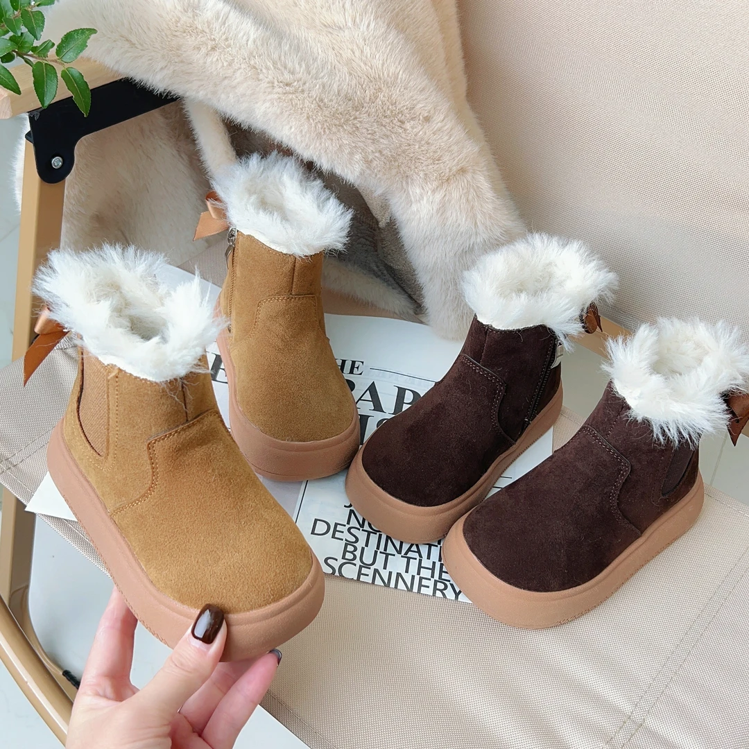 女童鞋雪地靴2023新款冬季儿童大棉鞋加绒加厚女宝宝靴子防水冬款