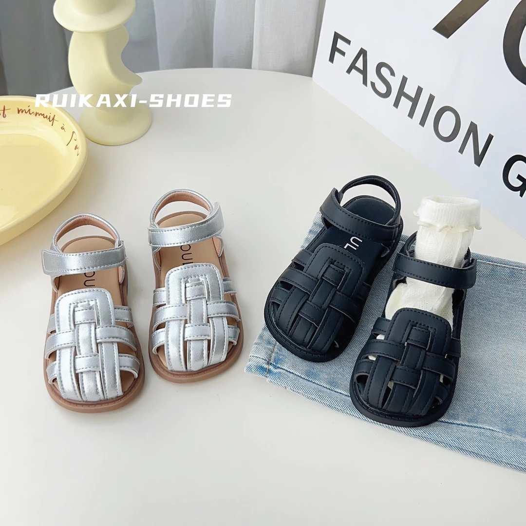 【瑞卡希】女童凉鞋夏款2025罗马凉鞋宝宝包头鞋编织小女孩公主鞋