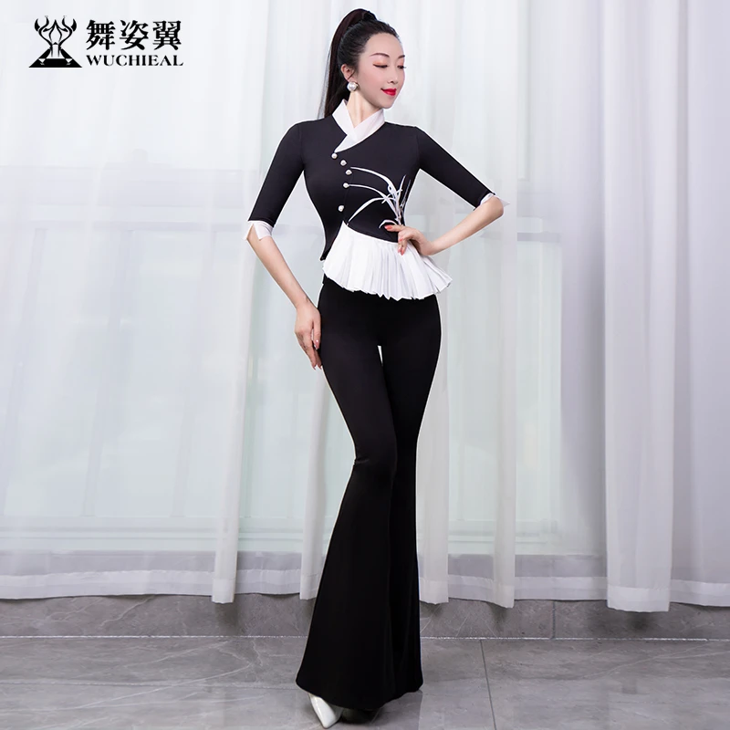 XT980舞姿翼修身形体衣礼仪服T台服2023新款走秀练功服舞蹈套装