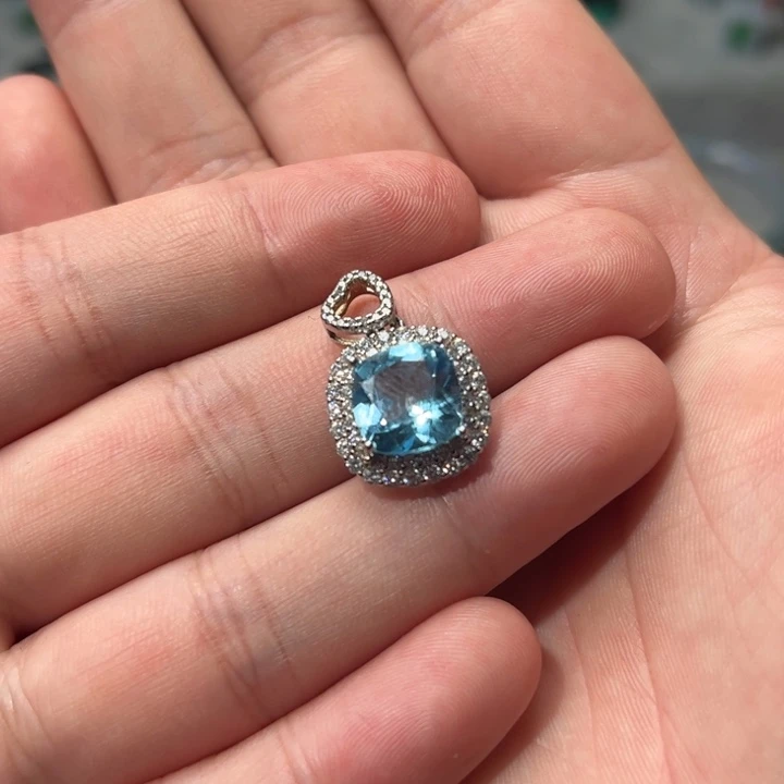 托帕石颈饰银S925镶嵌A**香