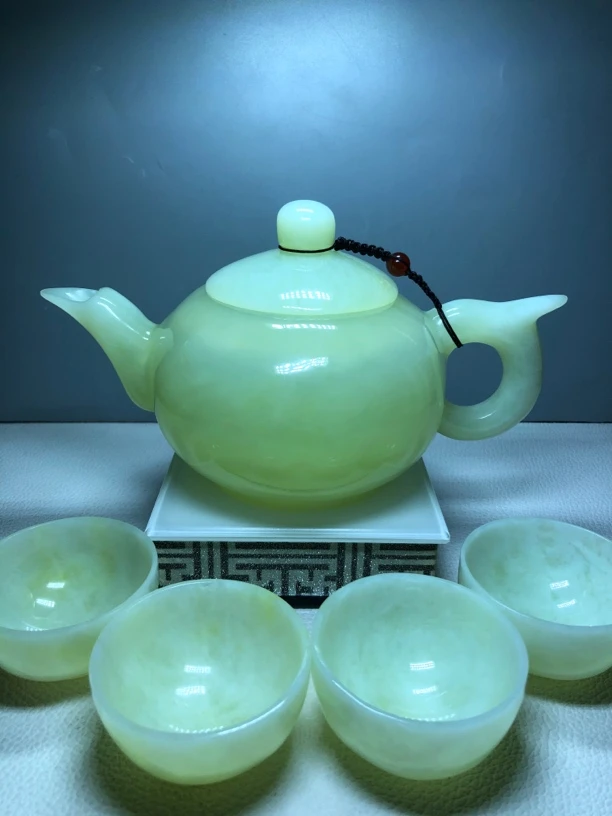 天然岫玉茶具茶壶玉茶具茶壶茶杯