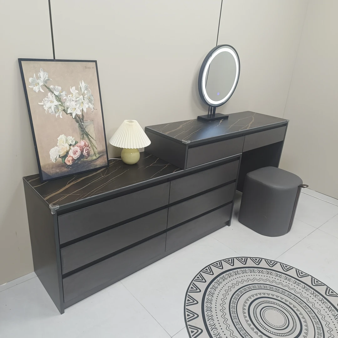 实木梳妆台现代简约斗柜一体化妆台小户型轻奢化妆桌卧室床尾柜