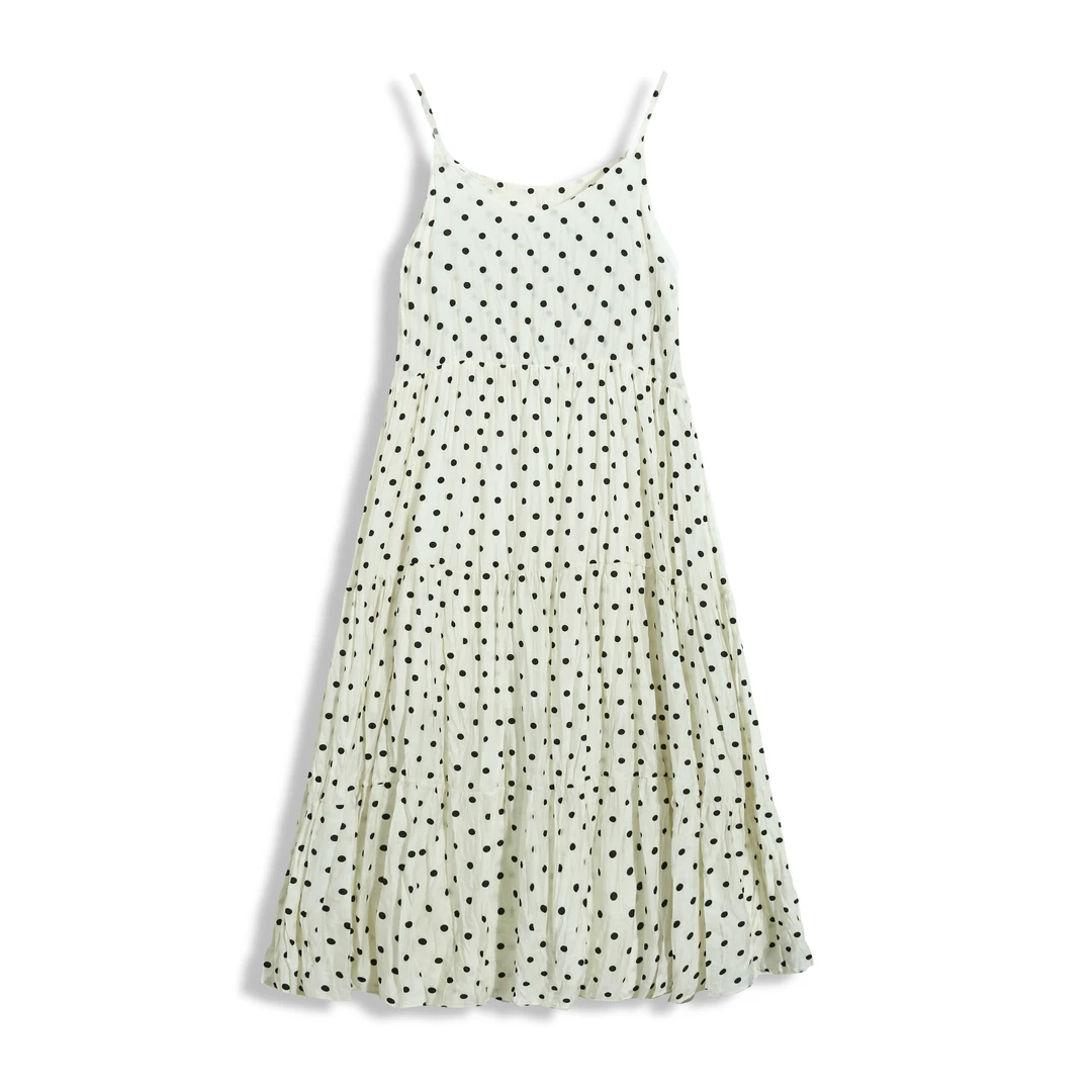 宁熙ec原创吊带连衣裙女夏季修腰显瘦波点无袖吊带裙X879