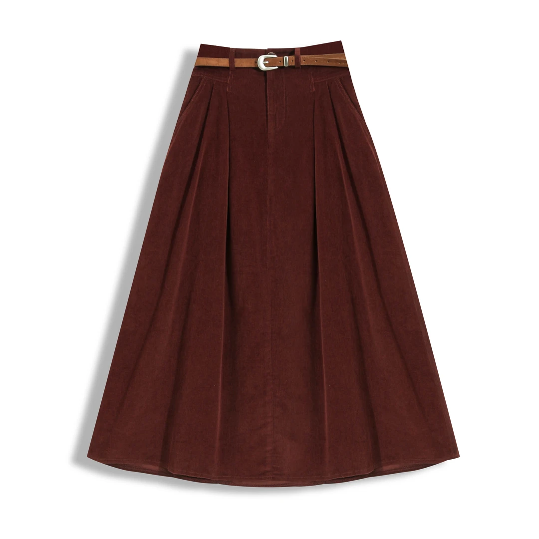 宁熙ec原创半身裙高腰显瘦中长款A字裙百搭休闲大摆裙99029