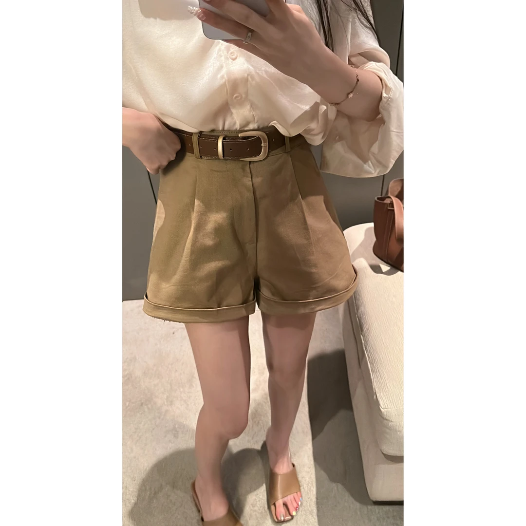 HuiHui【超好搭】简约纯色休闲短裤薄款百搭阔腿短裤（A379）