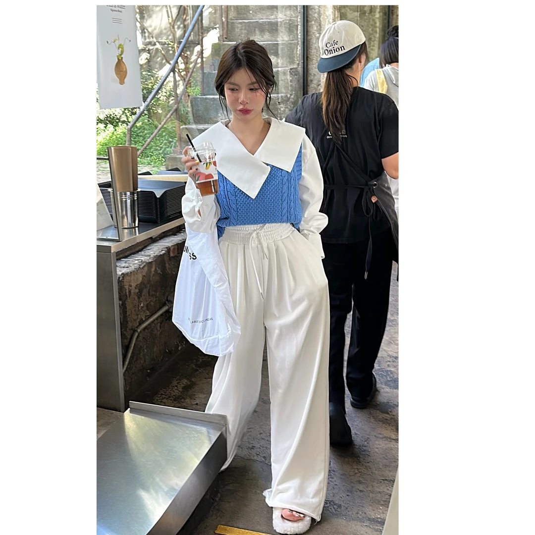 HuiHui【简约】法式不规则大翻领衬衫设计感简约小众上衣（A521)