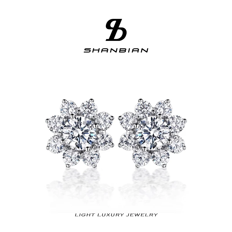 铜合金合成锆石耳饰 太阳花锆石耳钉1070