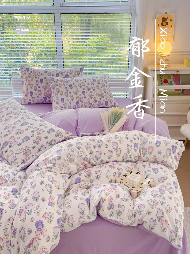 2024新款A类母婴级四件套 柔软有氧加大床单小竺棉双层纱加厚