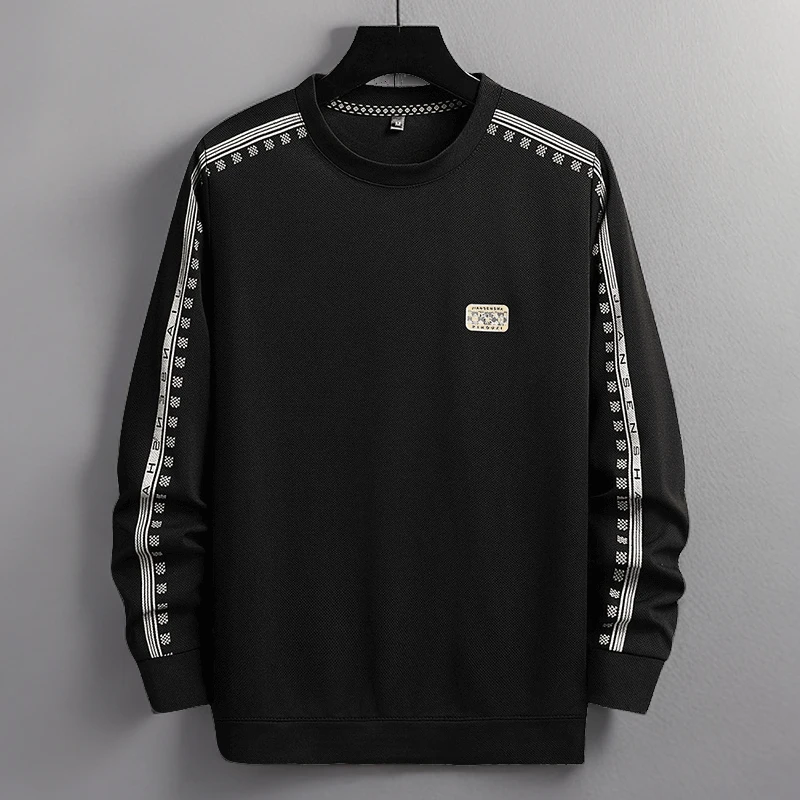 潮流百搭宽松休闲长袖潮牌男装2024秋季圆领卫衣青年运动简约上衣