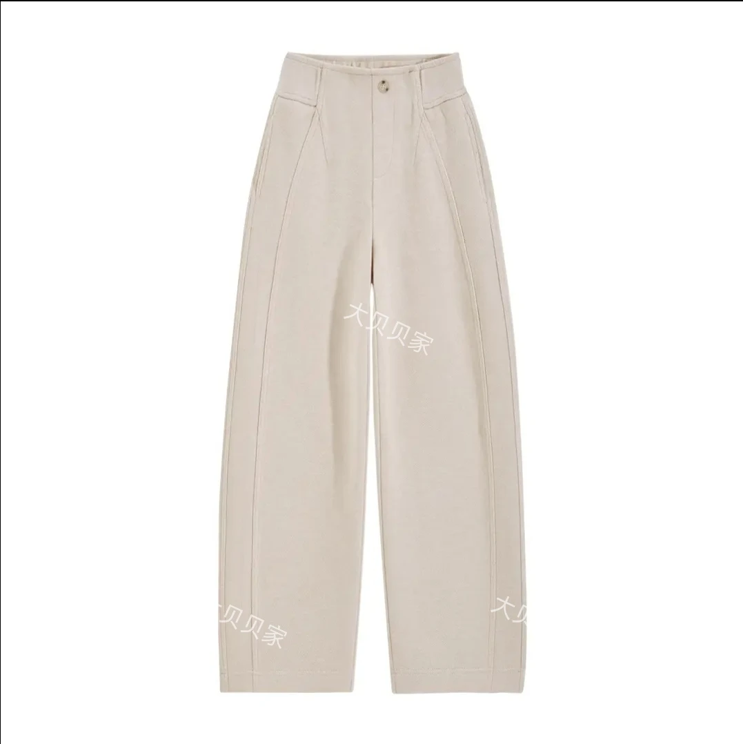 冬季加厚香蕉裤毛呢茧形垂感遮肉保暖弯刀裤