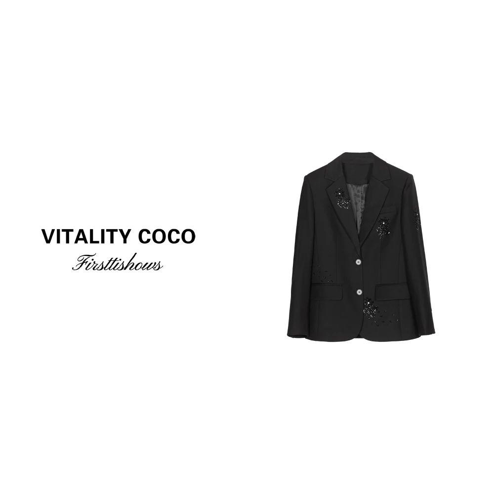 「VITALITY COCO」24秋冬上新热卖“繁花“修身重工钉女西服-1312
