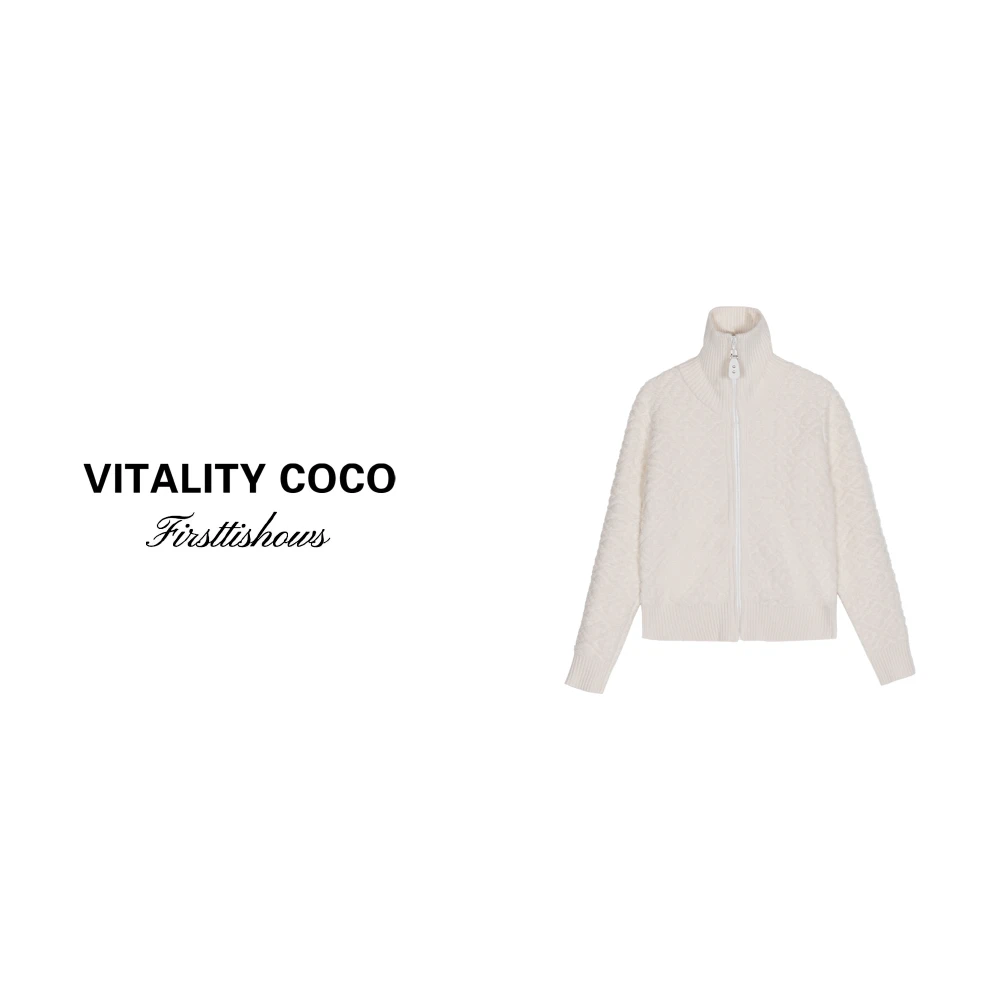 「VITALITY COCO」24冬季上新轻奢长袖针织羊毛拉链高领毛衣-1675