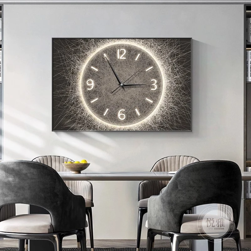 现代简约电表箱装饰画带时钟配弱电箱遮挡挂画轻奢高档电闸盒壁画