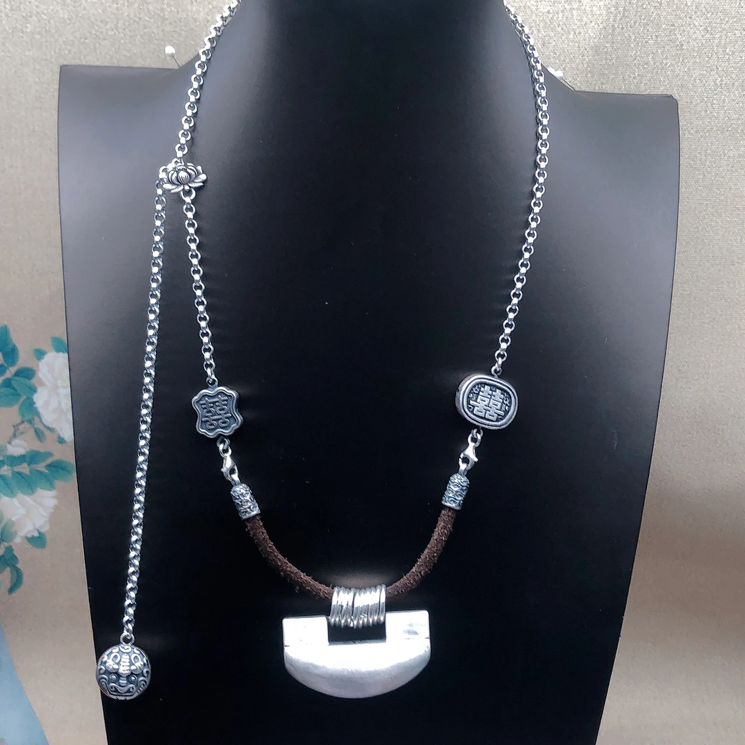 吊坠足银 手工百搭复古素款吊坠时尚纯手工民族风中古精美