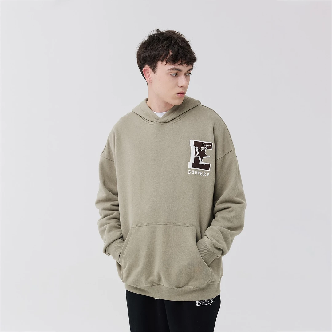 Endweep国潮美式重磅连帽卫衣男女宽松休闲植绒印花上衣情侣帽衫
