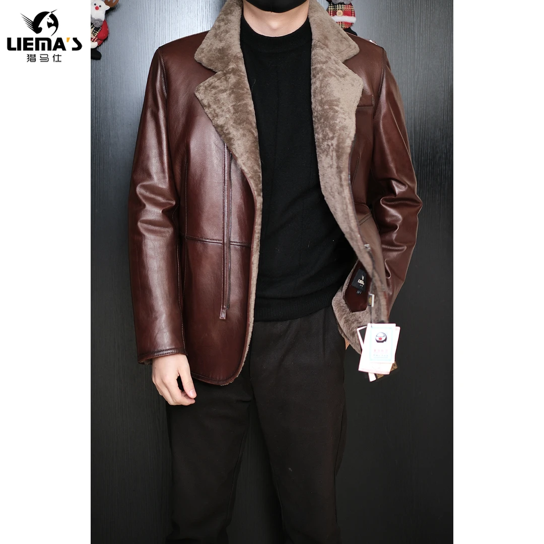【特价】LM13391男士冬季棕色绵羊皮羊毛内胆皮毛二体夹克外套加厚