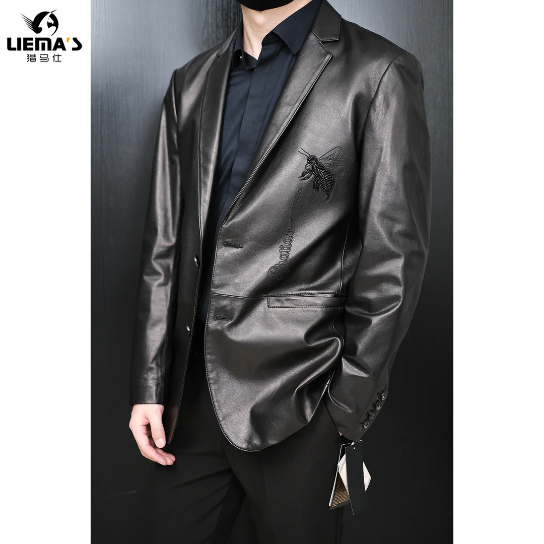 【特价】LM6360中男款西装领款薄款绵羊皮皮衣夹克外套休闲男士皮衣