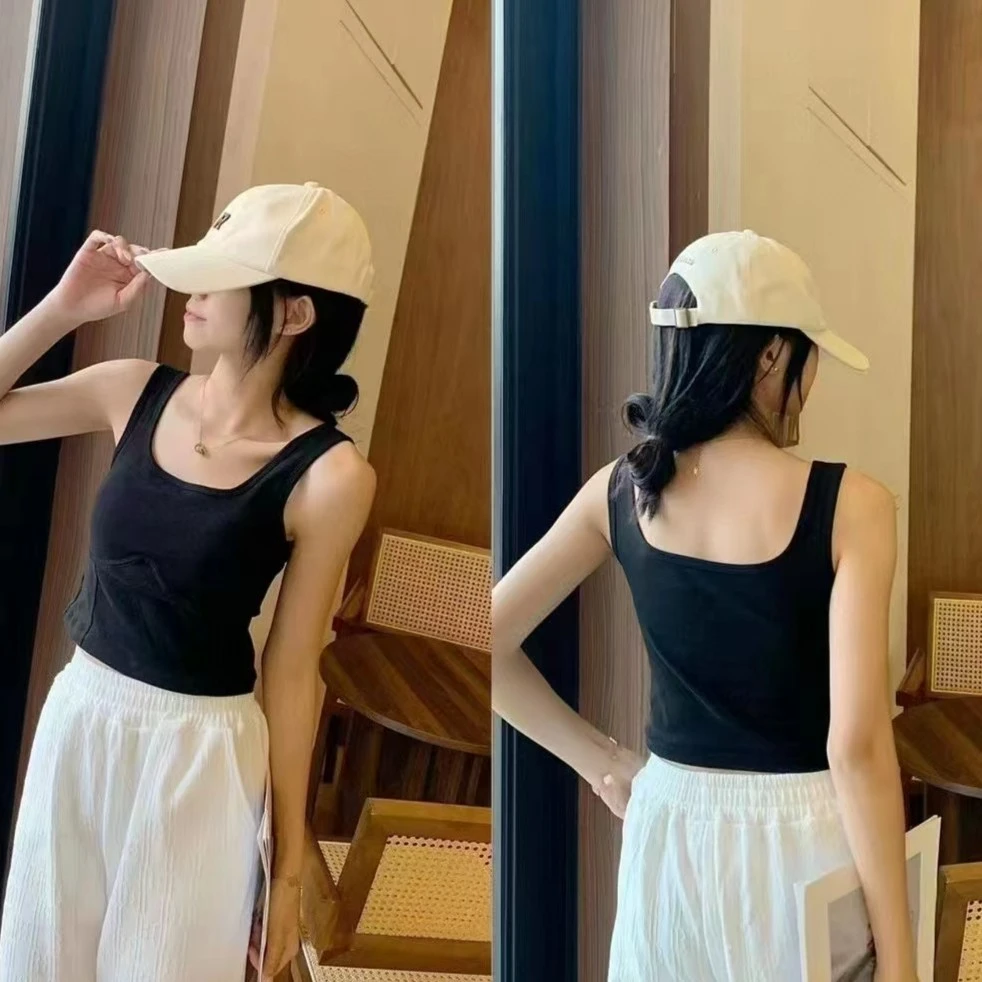 【左小右推荐】背心女吊带纯棉内搭设计感小众美背带胸垫