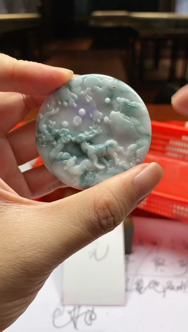 【闪购商品】翡翠颈饰未镶嵌山水牌