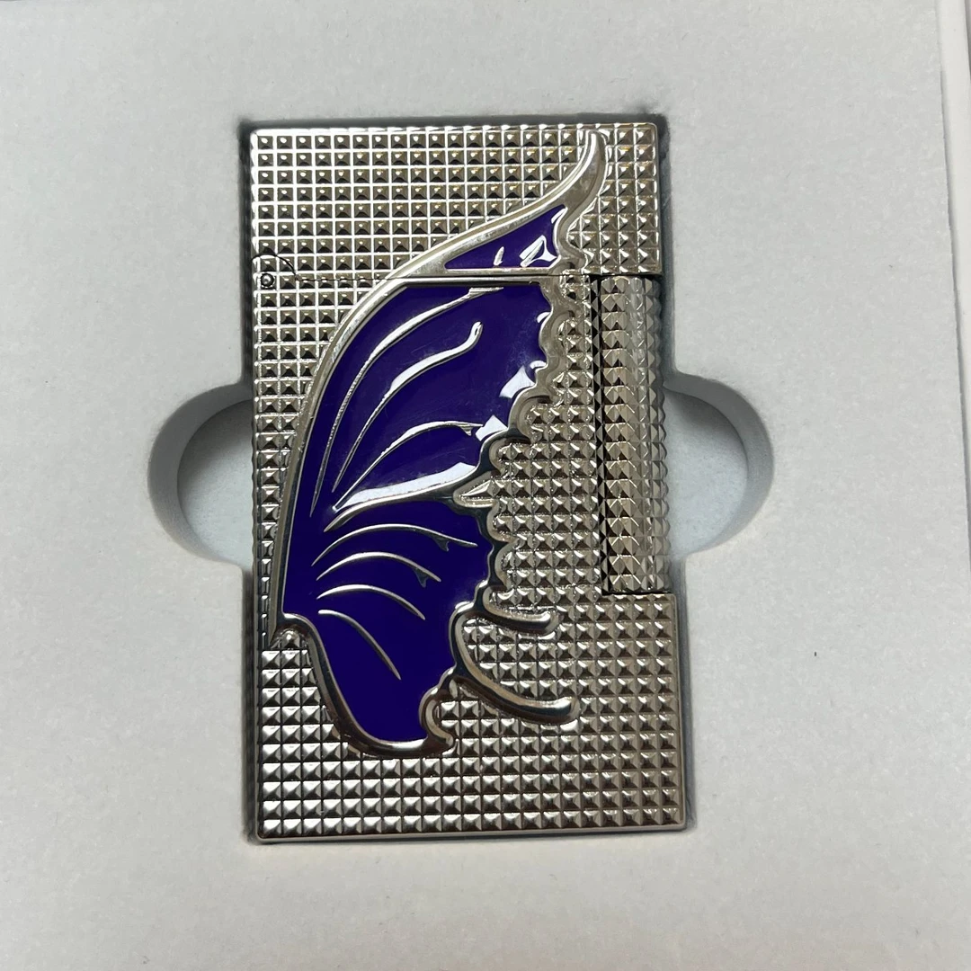 【卡路】蝴蝶银色朗声打火机侧滑打火机高档经典个性创意