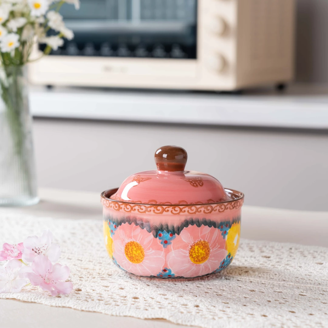 【SILESIA/出口原单】手绘樱花雪月-4.5英寸带盖炖盅