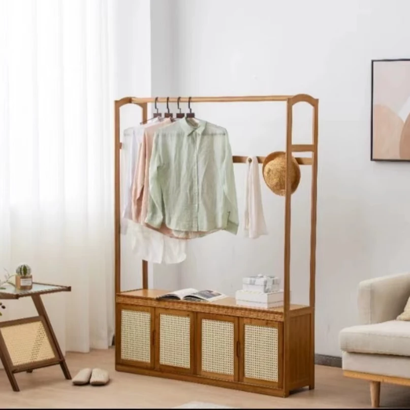 众马新中式轻奢全实板衣帽柜架落地卧室衣柜家用网红开放式衣帽架