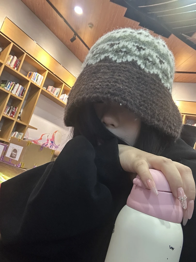 红黑灰花纹爆款渔夫网红针织帽时尚百搭学生