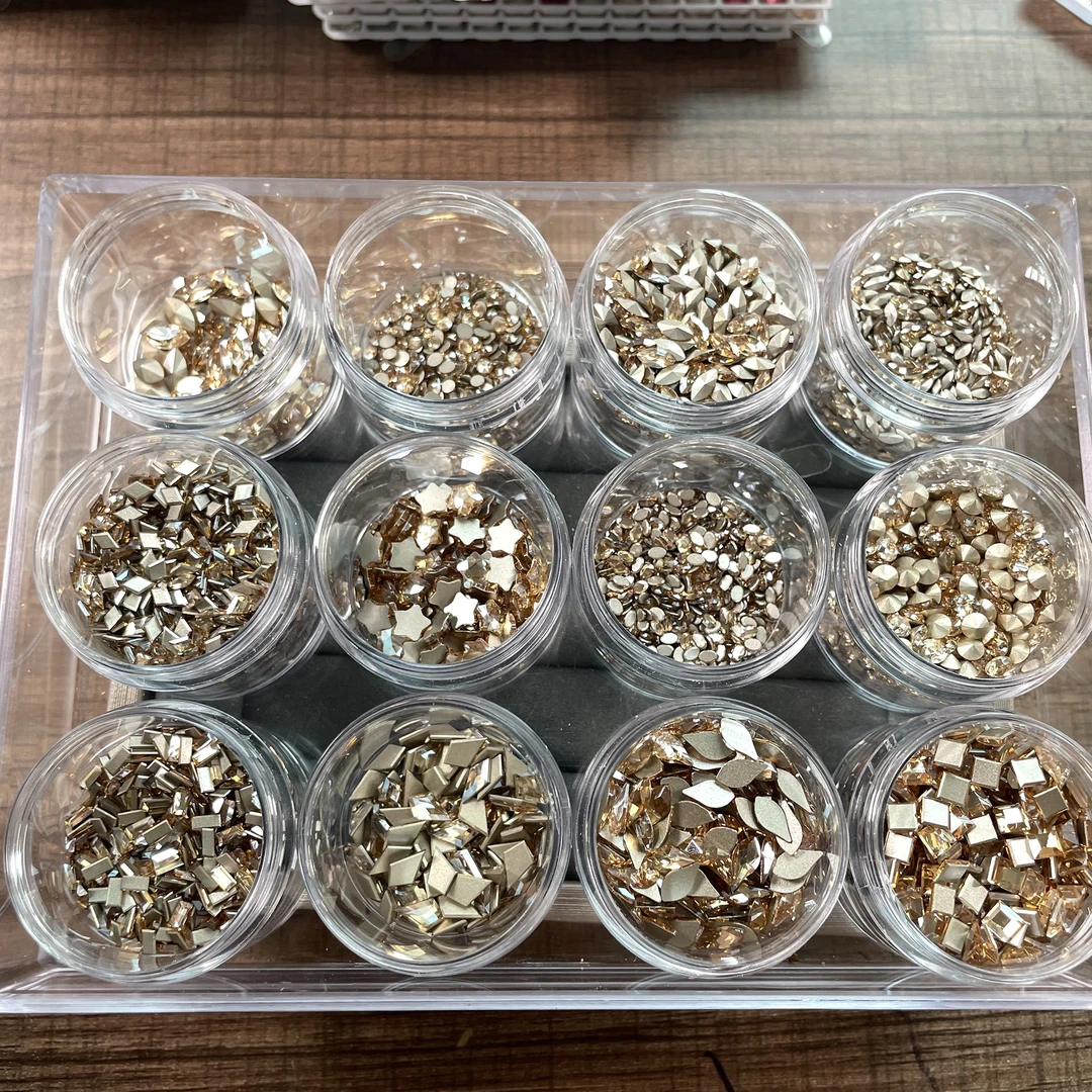 东洲美甲钻平底异形系列 秋冬金魅白色平底钻 diy超闪美甲饰品