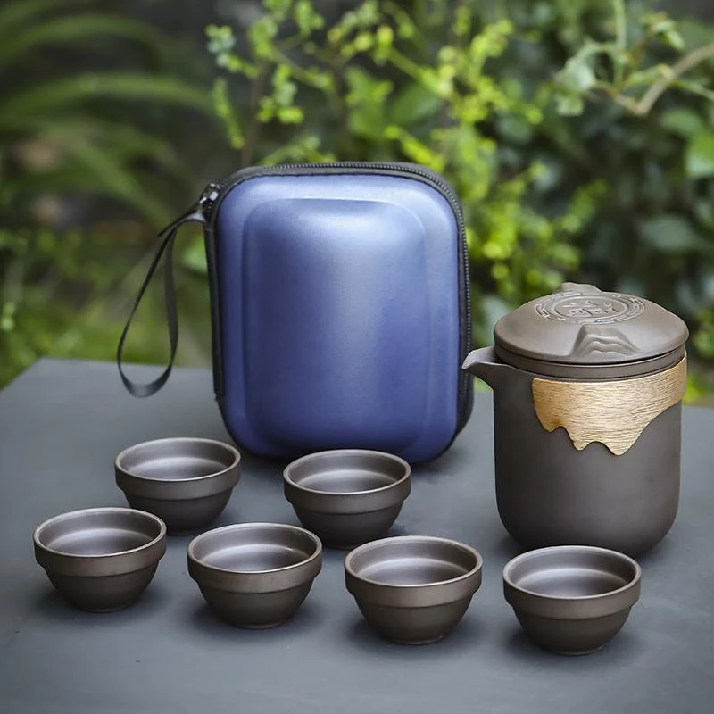 一壶六杯便携茶具旅行快客杯加厚公道杯泡茶杯茶水分离杯便携式