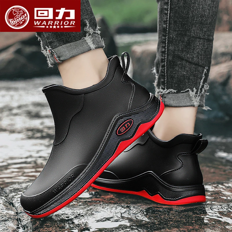 回力雨鞋男士短筒胶鞋水鞋防滑耐磨洗车工作防水保暖加绒冬季套鞋
