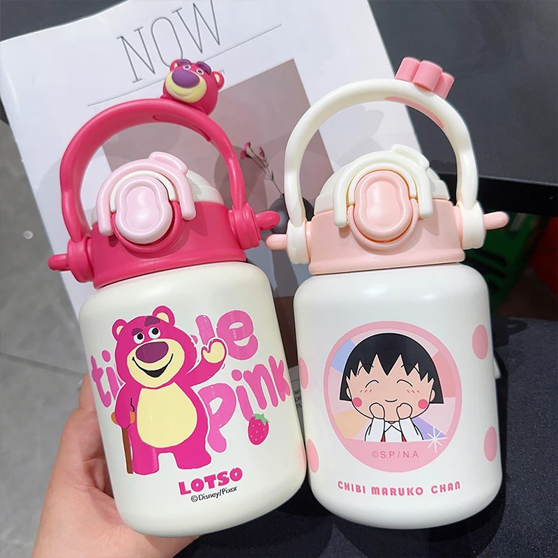杯趣儿童大肚保温杯卡通斜挎吸管水杯子男女上学专用小学生水壶