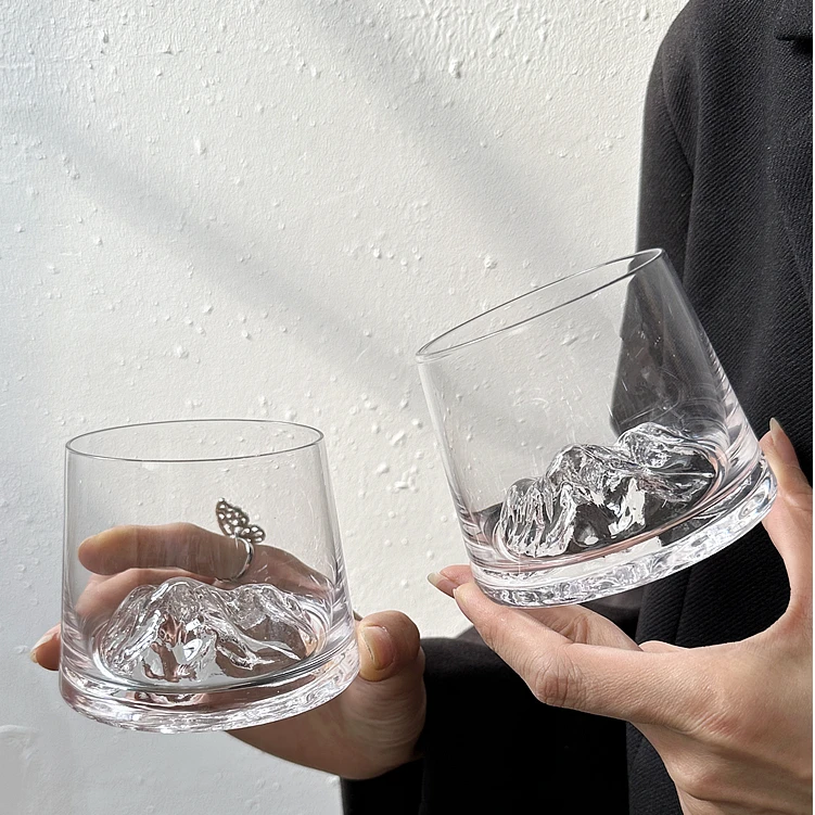 富士山杯中古冰山杯日式ins风观山杯家用茶杯威士忌酒杯洋酒杯子