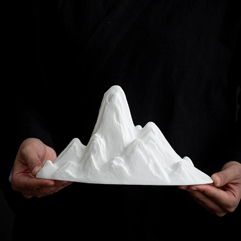 茶宠摆件精品创意陶瓷白瓷假山茶盘茶桌装饰摆设禅意茶道配件茶玩