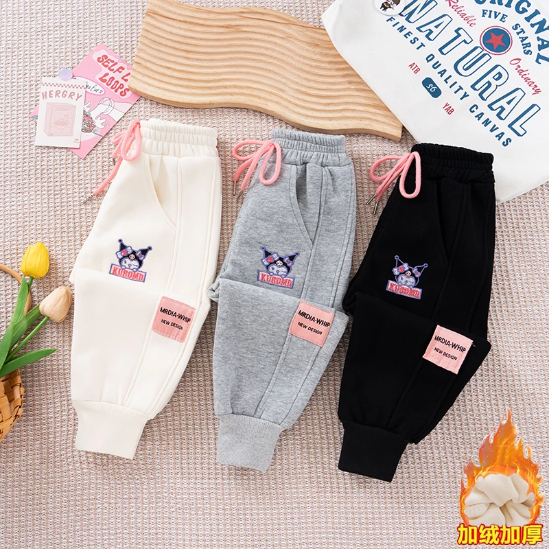 女童加绒裤子秋冬2024新款洋气休闲儿童休闲裤女孩运动裤卫裤