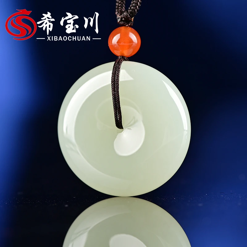 希宝川和田玉平安扣吊坠天然白玉男女玉石扣玉坠挂件儿童宝宝玉佩