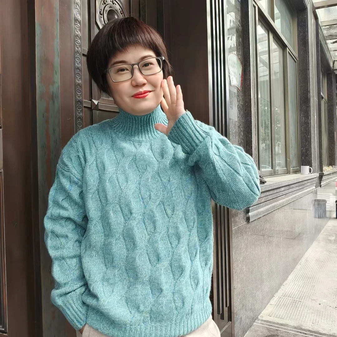 （帛贸）女士加厚550克特厚桑蚕丝羊绒羊毛打底衫