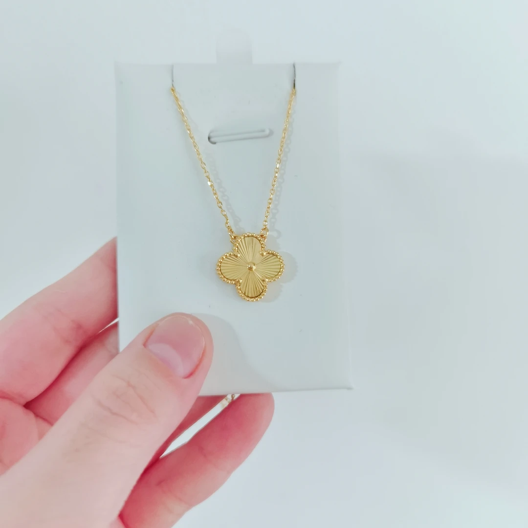 《足金999-四叶草双面镭射平面版套链简约精致款