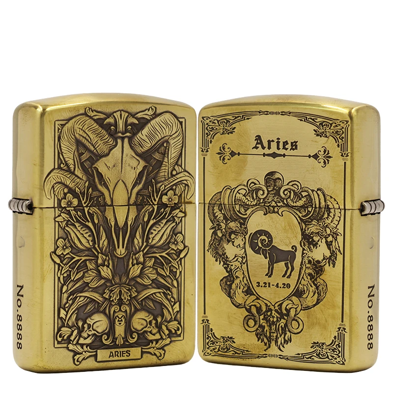 ZIPPO/之宝【十二星座】黄铜盔甲机正品煤油打火机KF-DF