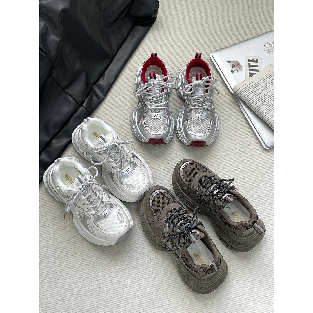 小瑜家 2024爆款秋冬潮款老爹鞋网面流行女鞋百搭鞋子运动休闲鞋