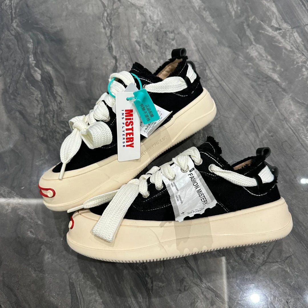 鞋有亿 开口笑低帮帆布鞋女2025新款秋冬女鞋厚底鞋子小众板鞋ins