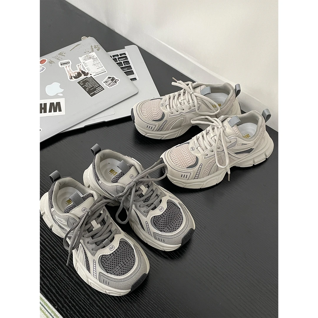 鞋有亿 2025炸街夏季透气网面老爹鞋厚底小众女鞋经典运动鞋ins潮