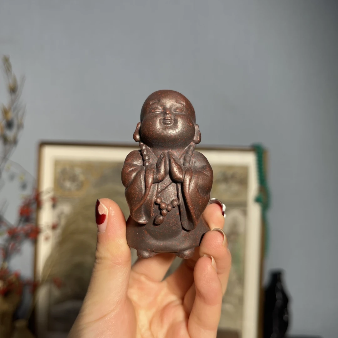 小沙弥 宜兴紫砂古铜茶宠摆件