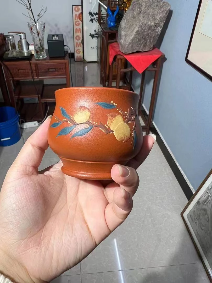 X寿桃杯  红降坡  紫砂杯  150cc